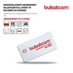 Renouvellement Abonnement Bulsatcom 12 Mois Full Sport TV Bulgarie, 69 Chaines via Antenne Satellite Hellas 39Est